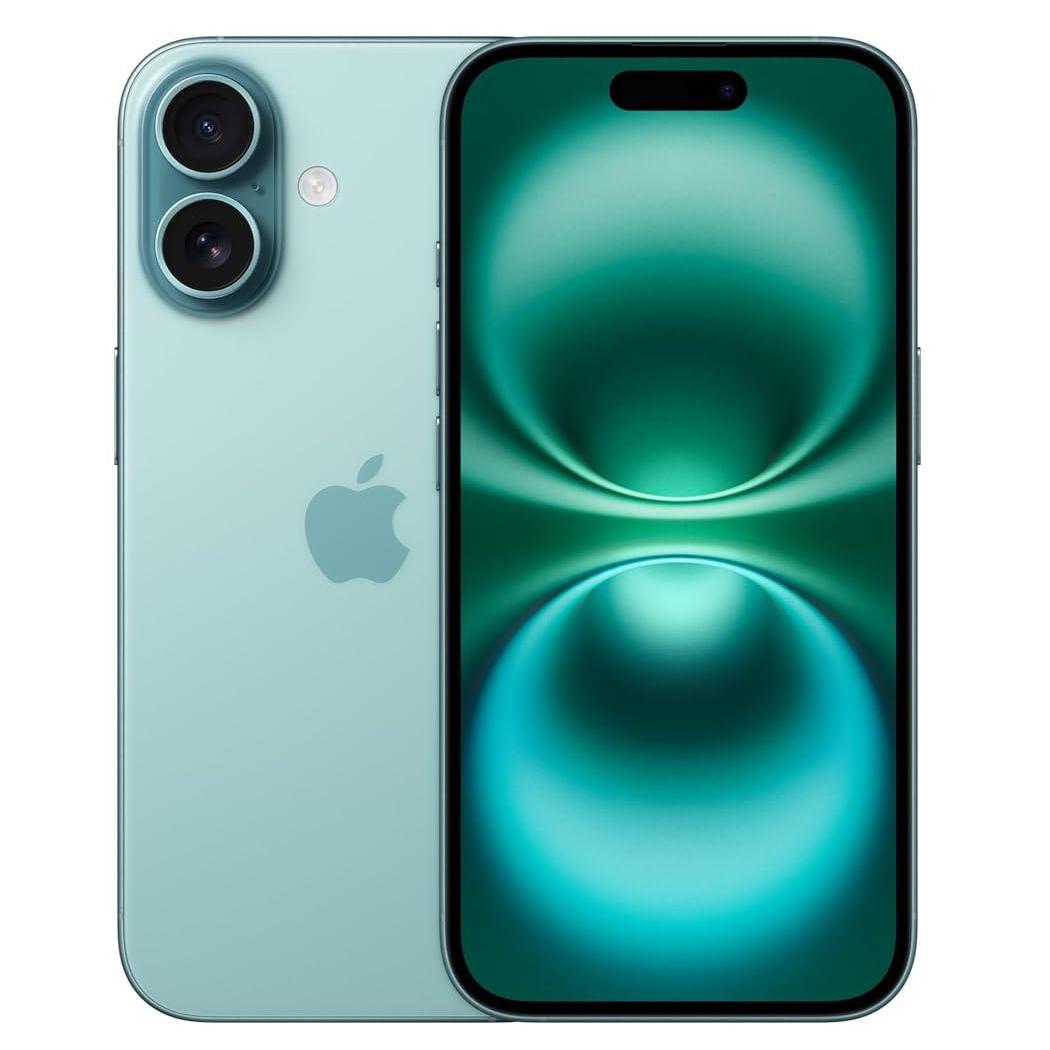 iPhone 16 5G Mobile Phone with Camera Control, A18 Chip and a Big Boost in Battery Life. Works with AirPods; Teal